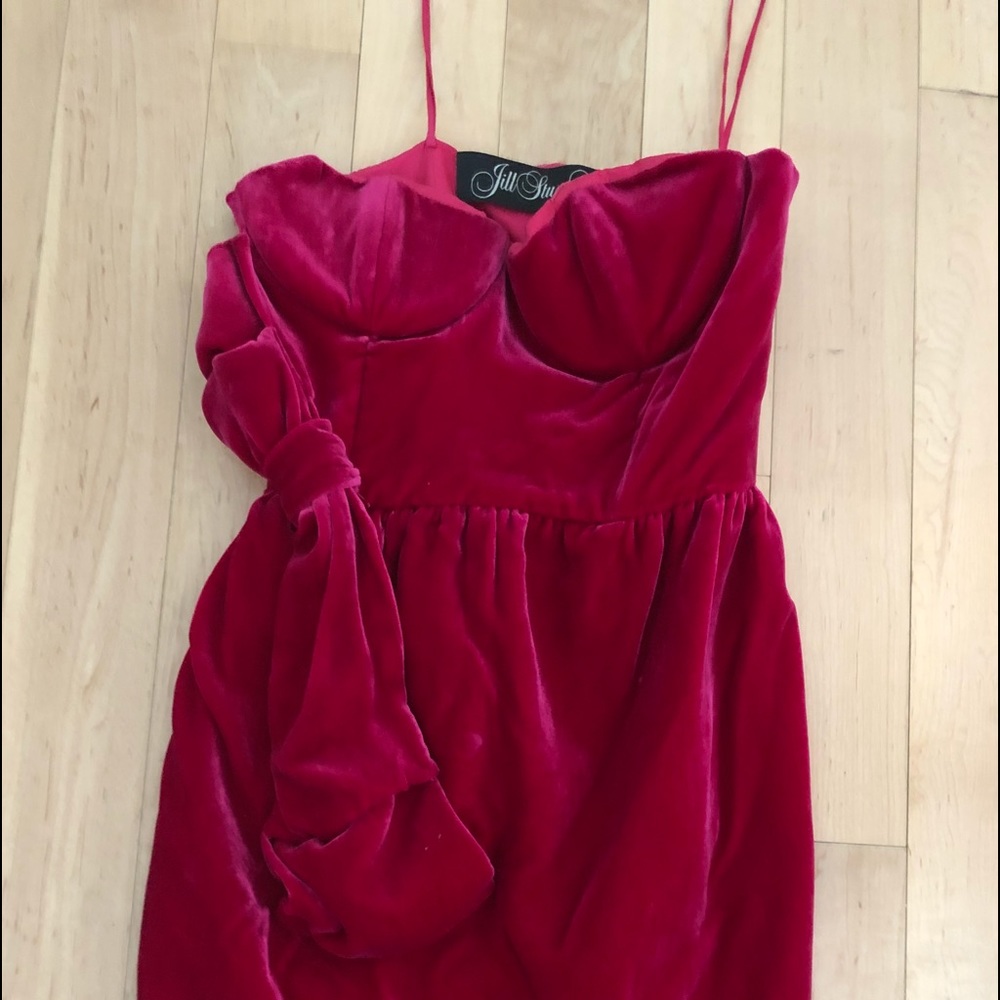 Jill Stuart red velvet sweetheart strapless dress